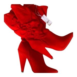 New York & Company Vibrant Tangerine Red Heeled Boots Size 8 NWT